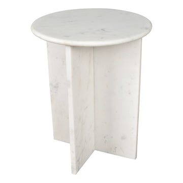 Javier 14" Contemporary Natural Marble Handmade X-Shaped End Table - JONATHAN Y